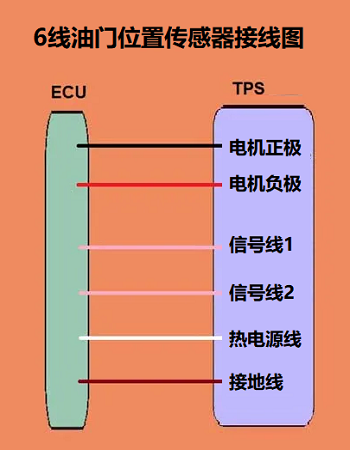 6線節氣門位置傳感器接線圖和電纜操作的接線圖有什么不同？